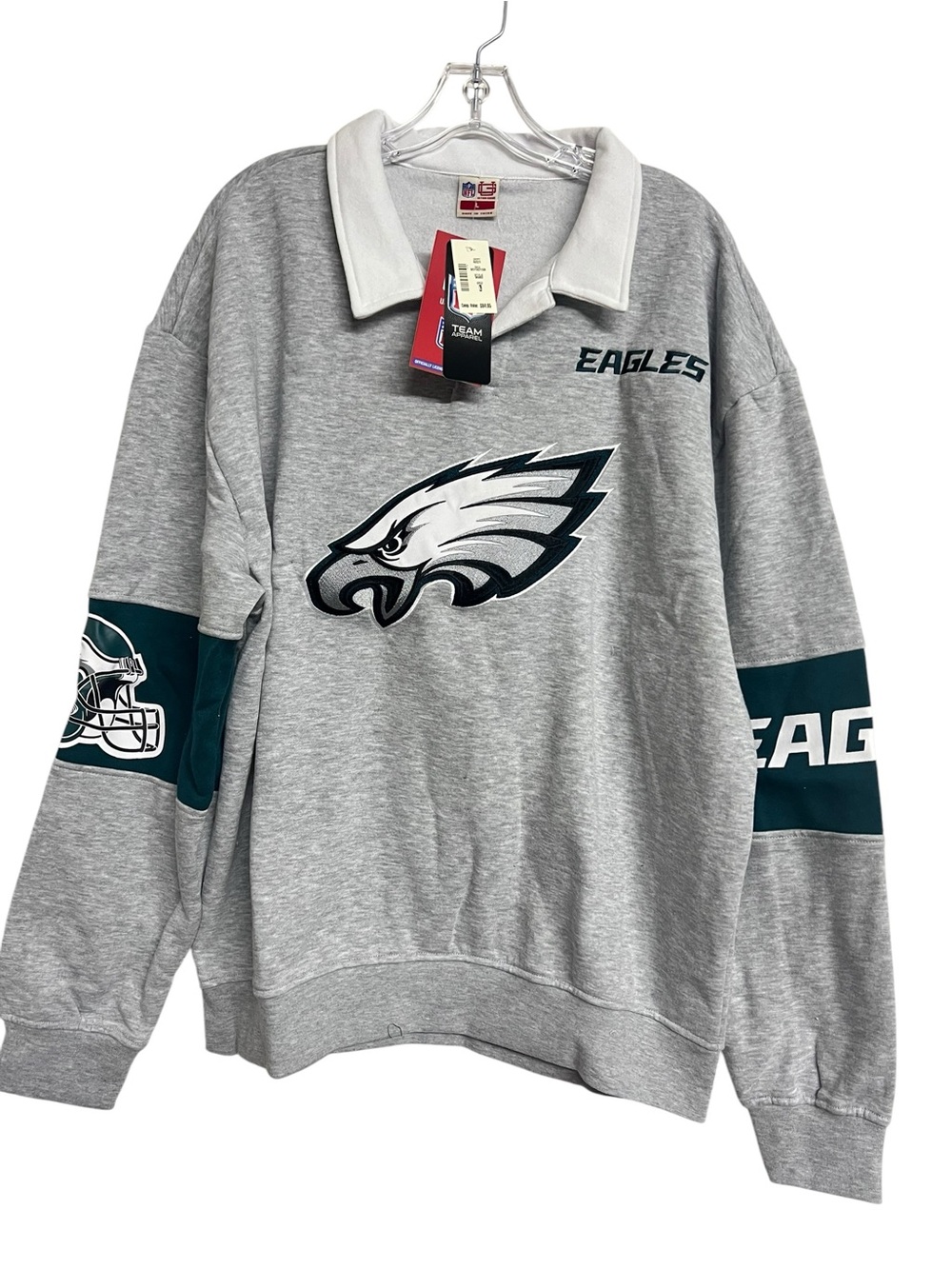New Aeropostale Philadelphia Eagles Gray Pullover Rugby Sweatshirt NFL